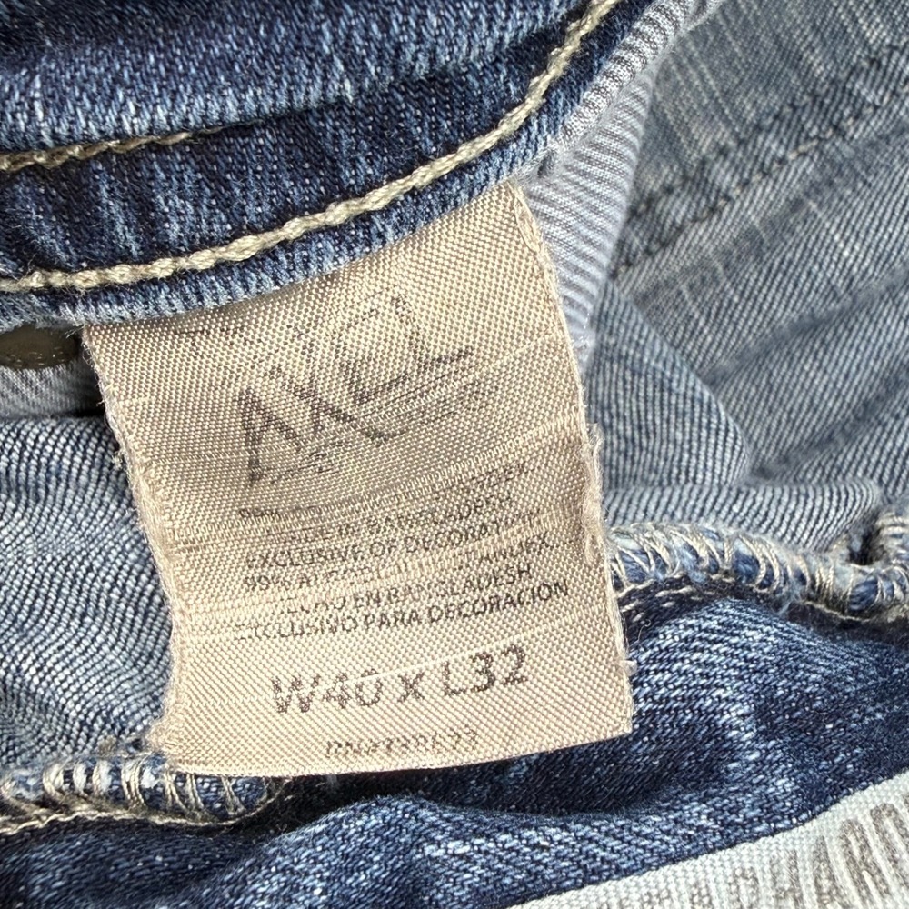 TK Axel Slim Boot Jeans Mens 40x32 Blue Excellent Embroidered Flap Pocket - Picture 4 of 10